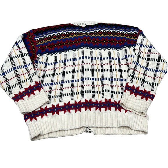 Bushwacker VINTAGE Size Large Chunky Knit 90’s Button Down Cardigan USA - Picture 2 of 11